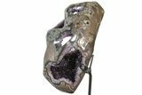 Unique Amethyst Geode with Calcite on Metal Stand - Uruguay #172042-4